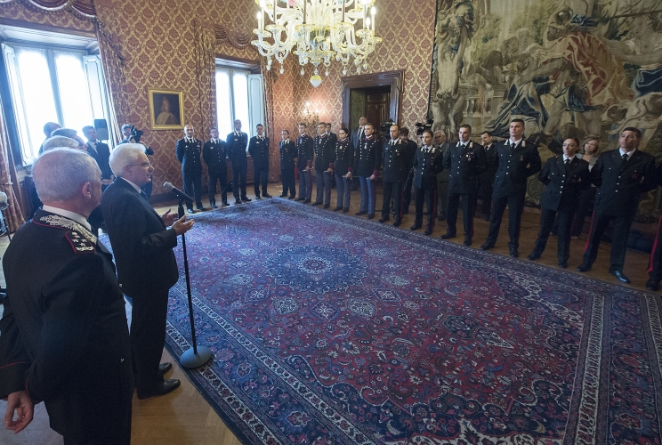 Il Presidente Sergio Mattarella incontra una rappresentanza di allievi degli Istituti di Formazione dei Carabinieri