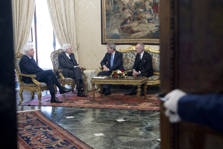Il Presidente Sergio Mattarella a colloquio con il Presidente del Consiglio dei Ministri,