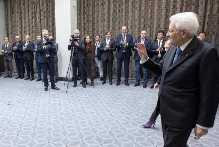 Il Presidente della Repubblica Sergio Mattarella nel corso dell'incontro con una rappresentanza della collettività italiana in Montenegro