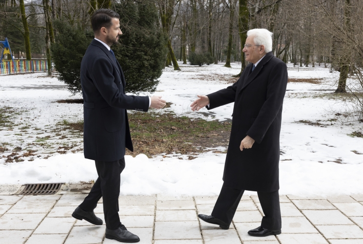  Il Presidente della Repubblica Sergio Mattarella con il Presidente del Montenegro Jakov Milatović, nel corso della cerimonia di benvenuto
