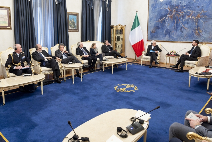 Il Presidente della Repubblica Sergio Mattarella e il Presidente del Montenegro Jakov Milatović, nel corso dei colloqui allargati alle delegazioni