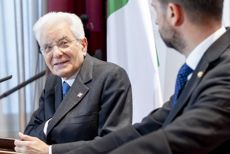 Il Presidente della Repubblica Sergio Mattarella e il Presidente del Montenegro Jakov Milatović durante le dichiarazioni alla stampa