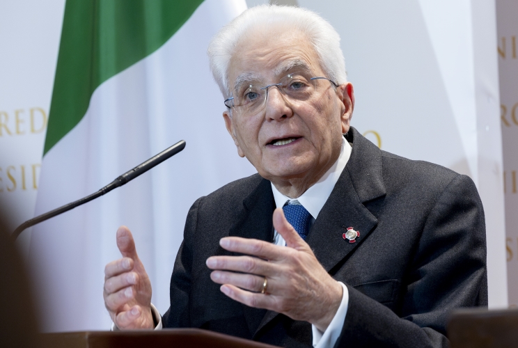 Il Presidente della Repubblica Sergio Mattarella durante le dichiarazioni alla stampa