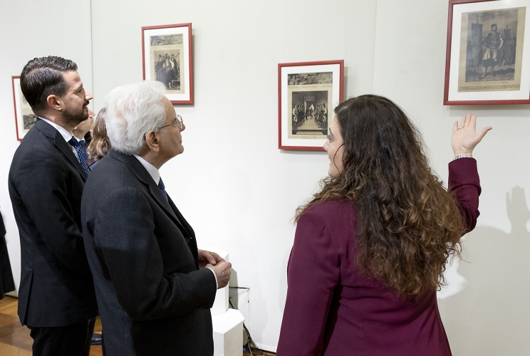 Il Presidente della Repubblica Sergio Mattarella con il Presidente del Montenegro Jakov Milatović, in occasione della visita alla mostra "Montenegro e Italia: incontro di due popoli"