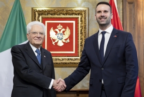 Il Presidente della Repubblica Sergio Mattarella con  il Primo Ministro del Montenegro, Milojko Spajić