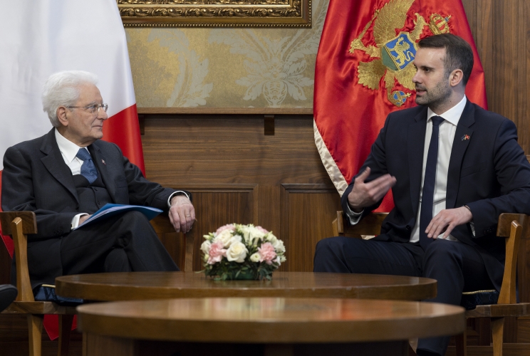 Il Presidente della Repubblica Sergio Mattarella con  il Primo Ministro del Montenegro, Milojko Spajić