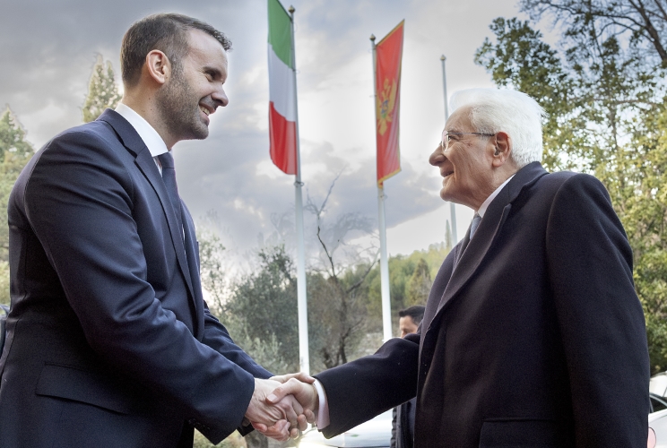 Il Presidente della Repubblica Sergio Mattarella con  il Primo Ministro del Montenegro, Milojko Spajić
