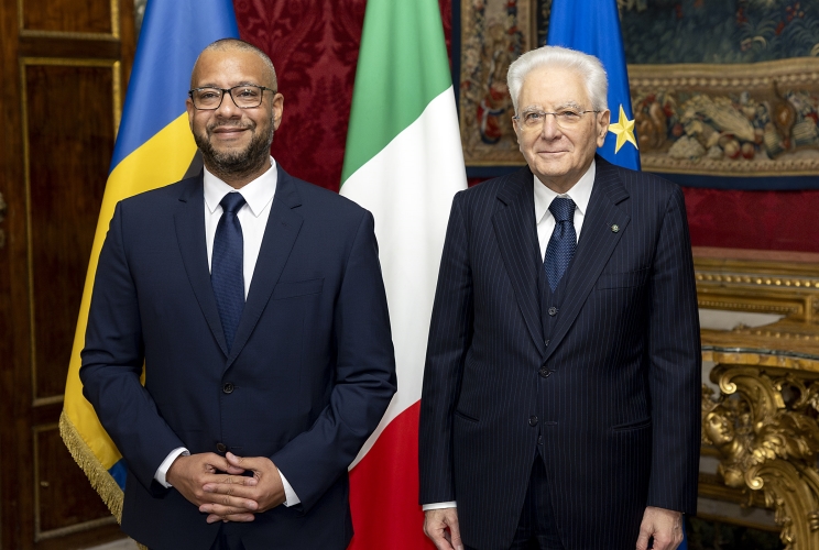 Il Presidente Sergio Mattarella con S.E. il Signor Matthew Wilson, nuovo Ambasciatore di Barbados, in occasione della presentazione delle Lettere credenziali