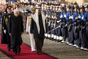 Il Presidente della Repubblica Sergio Mattarella con lo Sceicco Mohamed bin Zayed Al Nahyan, Presidente degli Emirati Arabi Uniti, in visita di Stato