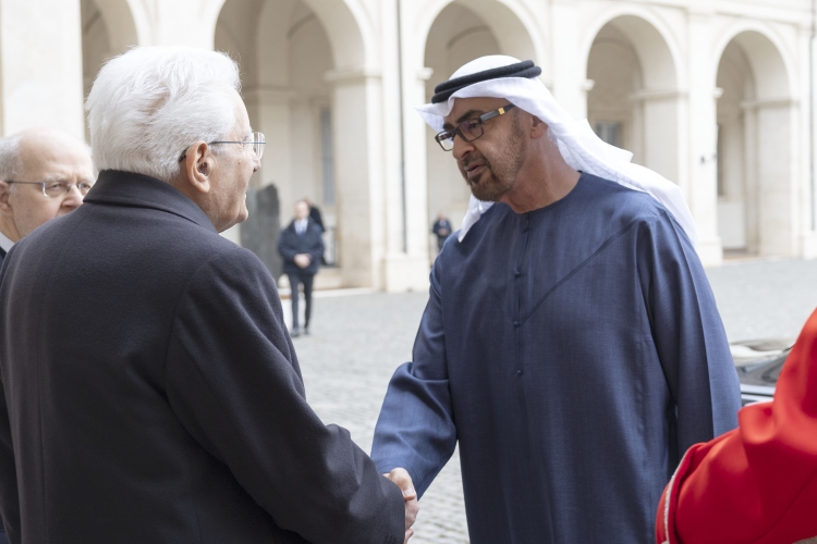Il Presidente della Repubblica Sergio Mattarella con lo Sceicco Mohamed bin Zayed Al Nahyan, Presidente degli Emirati Arabi Uniti, in visita di Stato
