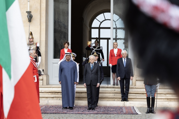 Il Presidente della Repubblica Sergio Mattarella con lo Sceicco Mohamed bin Zayed Al Nahyan, Presidente degli Emirati Arabi Uniti, in visita di Stato
