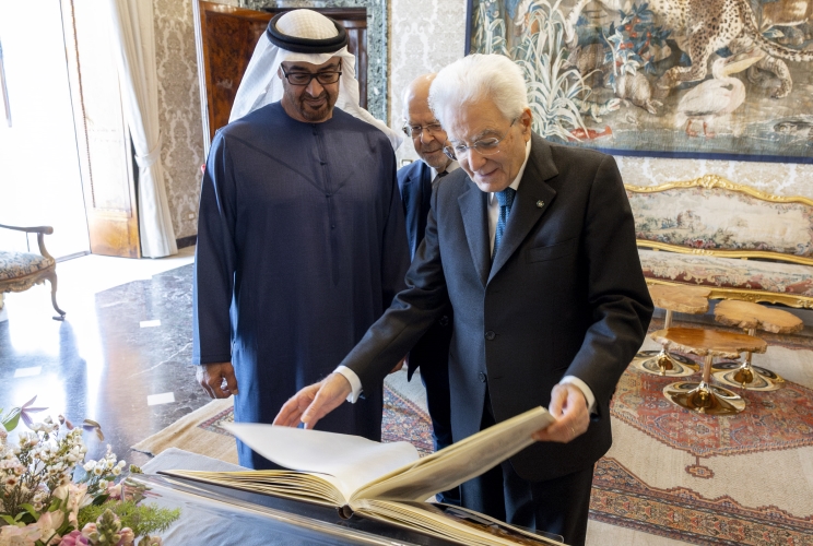 Il Presidente della Repubblica Sergio Mattarella con lo Sceicco Mohamed bin Zayed Al Nahyan, Presidente degli Emirati Arabi Uniti