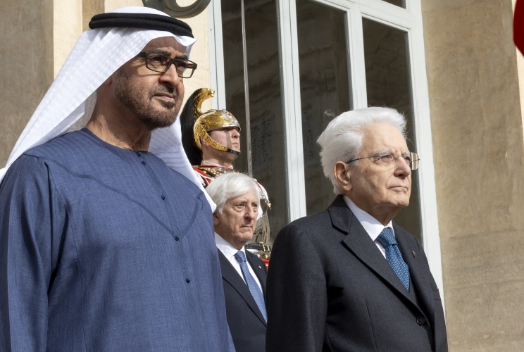 Il Presidente della Repubblica Sergio Mattarella con lo Sceicco Mohamed bin Zayed Al Nahyan, Presidente degli Emirati Arabi Uniti