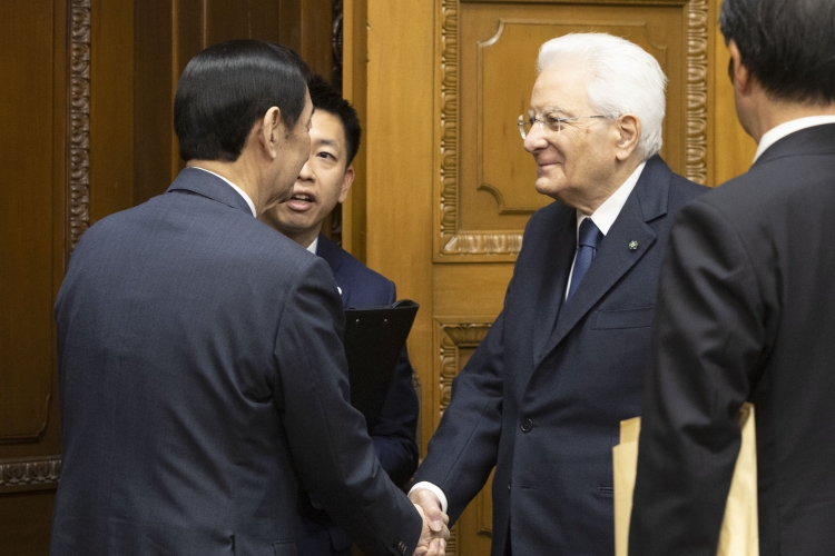 Il Presidente della Repubblica Sergio Mattarella a Palazzo della Dieta Nazionale incontra il Presidente della Camera dei Consiglieri, Masakazu Sekiguchi 
