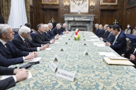 Il Presidente della Repubblica Sergio Mattarella a Palazzo della Dieta Nazionale incontra il Presidente della Camera dei Consiglieri, Masakazu Sekiguchi 
