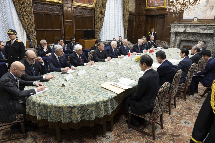 Il Presidente della Repubblica Sergio Mattarella a Palazzo della Dieta Nazionale incontra il Presidente della Camera dei Consiglieri, Masakazu Sekiguchi 
