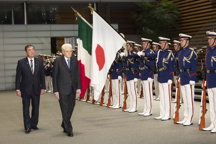 Il Presidente della Repubblica Sergio Mattarella con il Primo Ministro del Giappone, Shigeru Ishiba