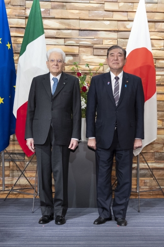 Il Presidente della Repubblica Sergio Mattarella con il Primo Ministro del Giappone, Shigeru Ishiba