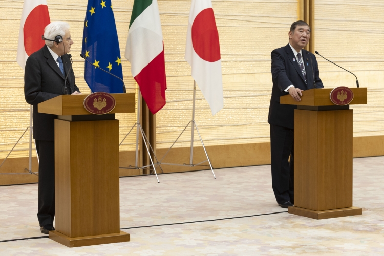 Il Presidente della Repubblica Sergio Mattarella con il Primo Ministro del Giappone, Shigeru Ishiba