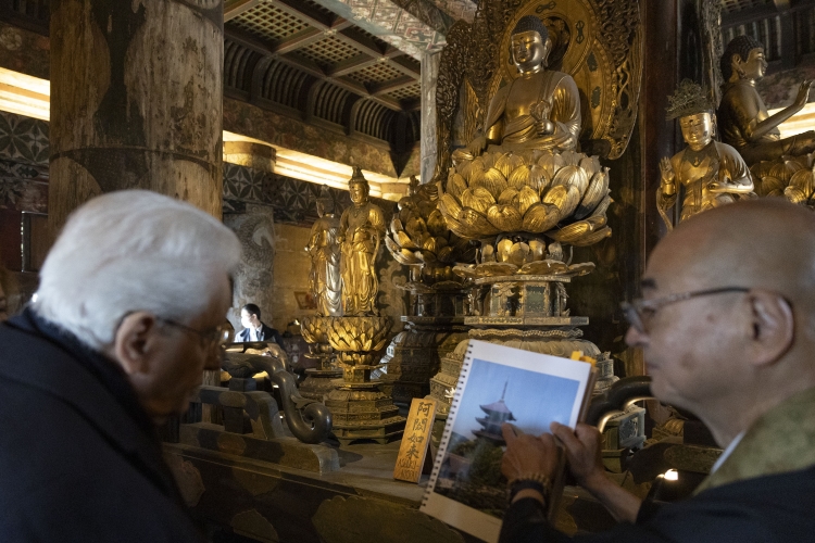 Il Presidente della Repubblica Sergio Mattarella visita il Tempio buddista To-ji
