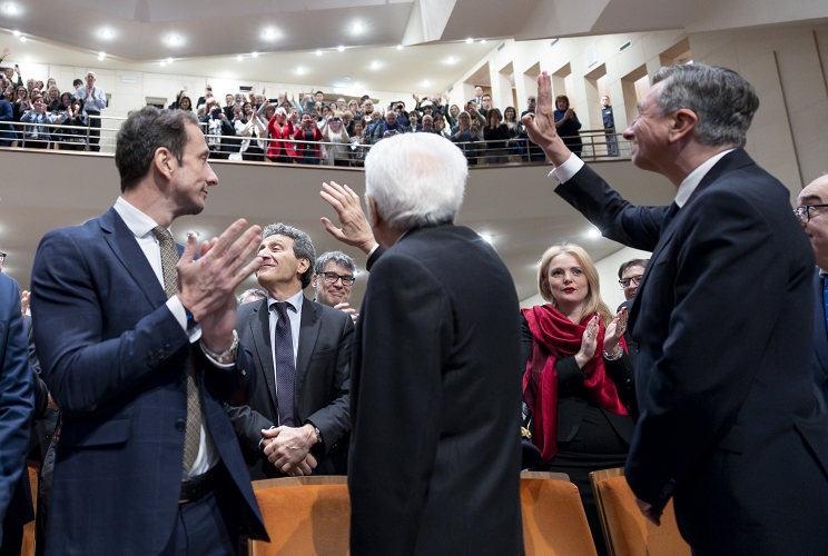 Il Presidente della Repubblica Sergio Mattarella e il Presidente emerito della Repubblica di Slovenia Borut Pahor alla cerimonia di conferimento del Premio "Santi Ilario e Taziano - Città di Gorizia"
