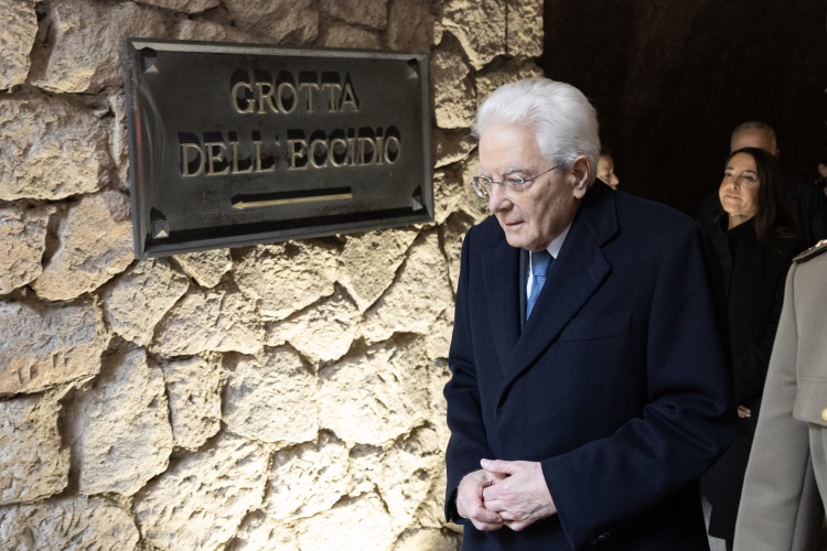Il Presidente della Repubblica Sergio Mattarella in occasione della cerimonia commemorativa del 81° anniversario dell'eccidio delle Fosse Ardeatine
