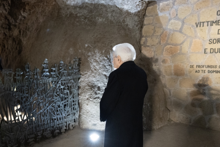 Il Presidente della Repubblica Sergio Mattarella in occasione della cerimonia commemorativa del 81° anniversario dell'eccidio delle Fosse Ardeatine
