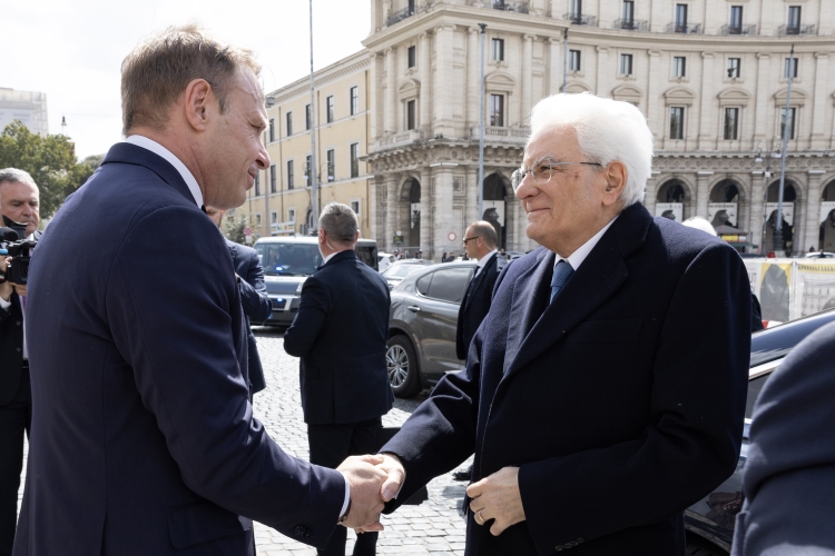 Il Presidente della Repubblica Sergio Mattarella accolto da Francesco Lollobrigida, Ministro dell’agricoltura, della sovranità alimentare e delle foreste in occasione della cerimonia di inaugurazione del Villaggio “Agricoltura è” nell’anniversario della firma dei Trattati di Roma 
