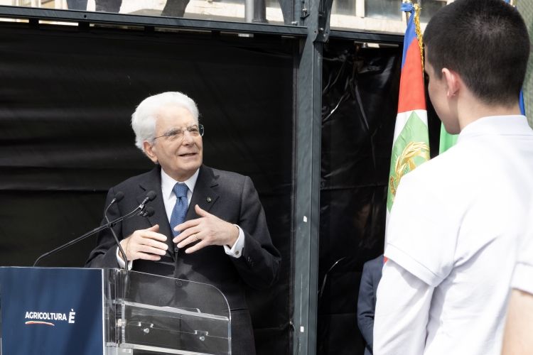 Il Presidente della Repubblica Sergio Mattarella in occasione della cerimonia di inaugurazione del Villaggio “Agricoltura è” nell’anniversario della firma dei Trattati di Roma 
