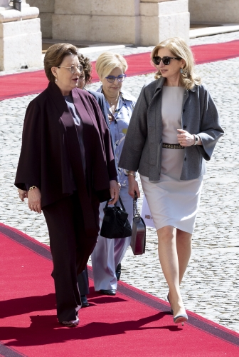 La Signora Laura Mattarella con la Signora Sirje Karis, consorte del Presidente della Repubblica di Estonia
