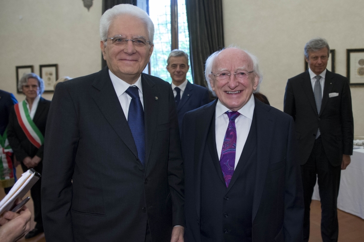 Il Presidente Sergio Mattarella con il Presidente d'Irlanda Michael Higgins 