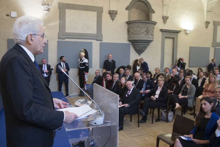 Il Presidente Sergio Mattarella nel corso del suo intervento