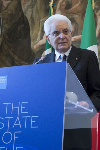 Il Presidente Sergio Mattarella nel corso del suo intervento
