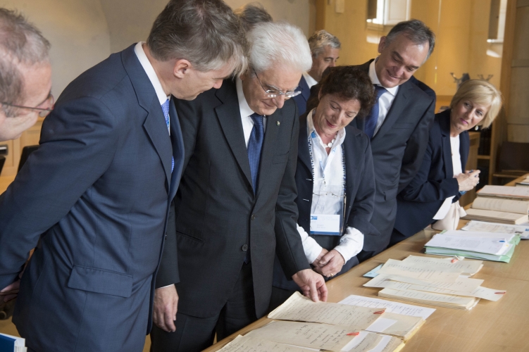 Il Presidente Sergio Mattarella visita "Villa Salviati" sede degli Archivi Storici dell'Unione Europea