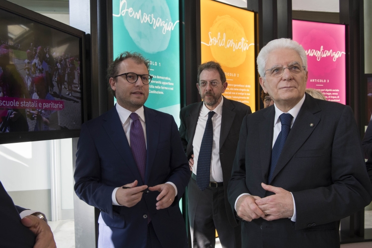 Il Presidente Sergio Mattarella visita la mostra "Viaggio della Costituzione" al Complesso delle Murate