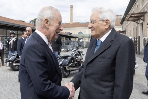 Il Presidente Mattarella e Re Carlo III in visita presso il complesso architettonico di Testaccio