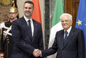 Il Presidente Sergio Mattarella con Milojko Spajić, Primo Ministro del Montenegro