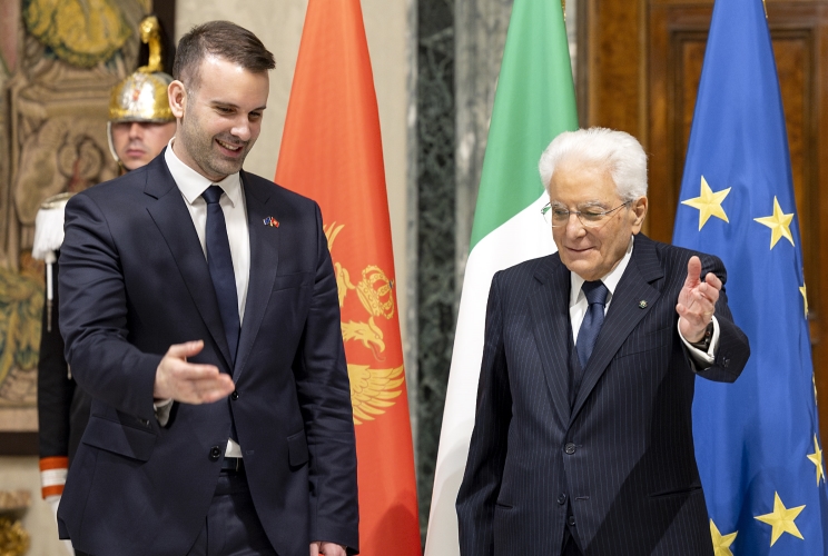 Il Presidente Sergio Mattarella con Milojko Spajić, Primo Ministro del Montenegro