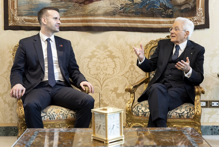 Il Presidente Sergio Mattarella nel corso dei colloqui con Milojko Spajić, Primo Ministro del Montenegro