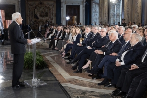 Il Presidente della Repubblica Sergio Mattarella in occasione della cerimonia di presentazione dei candidati ai Premi “David di Donatello” per l’anno 2025  
