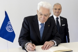 Il Presidente della Repubblica Sergio Mattarella con Christophe Perrin, Direttore del Centro internazionale di formazione dell’ILO e Direttore della Scuola di Sviluppo di Torino,  in occasione della cerimonia di apertura dell’Anno Accademico della Scuola di Sviluppo del Centro internazionale di Formazione dell’Organizzazione internazionale del Lavoro
