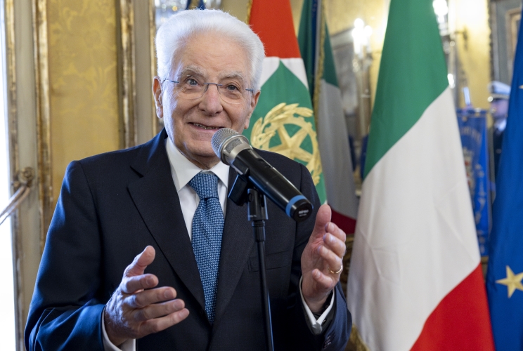 Il Presidente della Repubblica Sergio Mattarella in occasione della consegna della Medaglia d’Oro al Merito Civile al Comune di Rivoli 