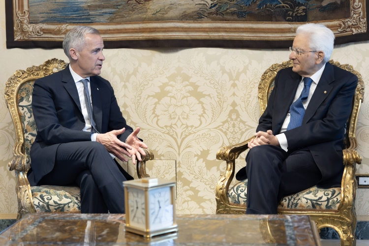 Il Presidente della Repubblica Sergio Mattarella con Mark Carney, Primo Ministro del Canada

