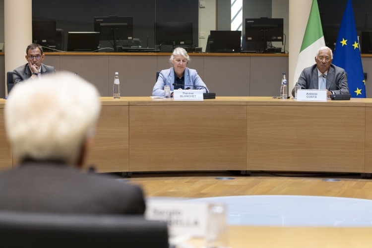 Il Presidente della Repubblica Sergio Mattarella con António Costa Presidente del Consiglio Europeo
