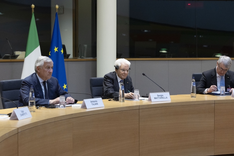 Il Presidente della Repubblica Sergio Mattarella nel corso dei colloqui con António Costa Presidente del Consiglio Europeo
