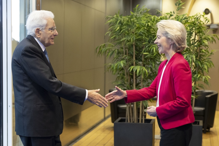 Il Presidente della Repubblica Sergio Mattarella a Palazzo Berlaymont incontra Ursula von der Leyen, Presidente della Commissione Europea
