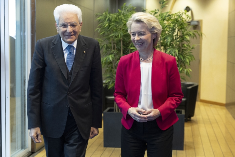 Il Presidente della Repubblica Sergio Mattarella a Palazzo Berlaymont incontra Ursula von der Leyen, Presidente della Commissione Europea