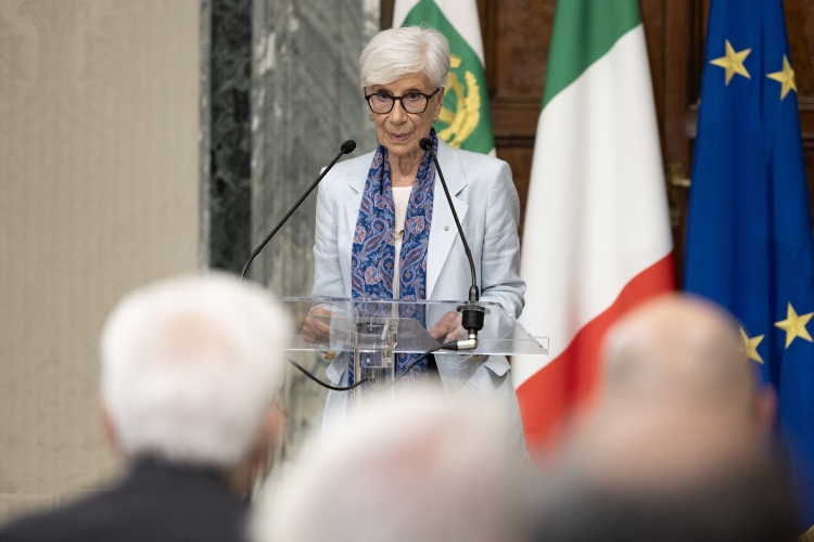 Silvana Sciarra Presidente della Scuola Superiore della Magistratura in occasione dell'incontro del Presidente della Repubblica con i Magistrati ordinari in tirocinio nominati con D.M. 15/04/2024 e D.M. 22/10/2024
