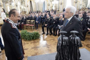 Il Presidente della Repubblica, Sergio Mattarella, con il Comandante Generale dell’Arma dei Carabinieri, Salvatore Luongo, in occasione del 211° anniversario di fondazione dell’Arma
