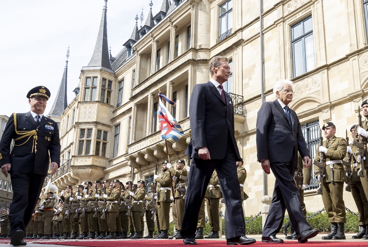 Il Presidente della Repubblica Sergio Mattarella con S.A.R. Il Granduca di Lussemburgo, Enrico di Lussemburgo, in occasione della visita ufficiale nel Granducato di Lussemburgo
